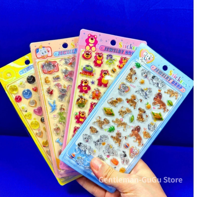 Nuevos Stickers 3D 2026 de Corazones Amorosos, Caras Sonrientes, Oso Fresa, El Rey León, Dálmata y Dumbo, Estilo de Dibujos Animados