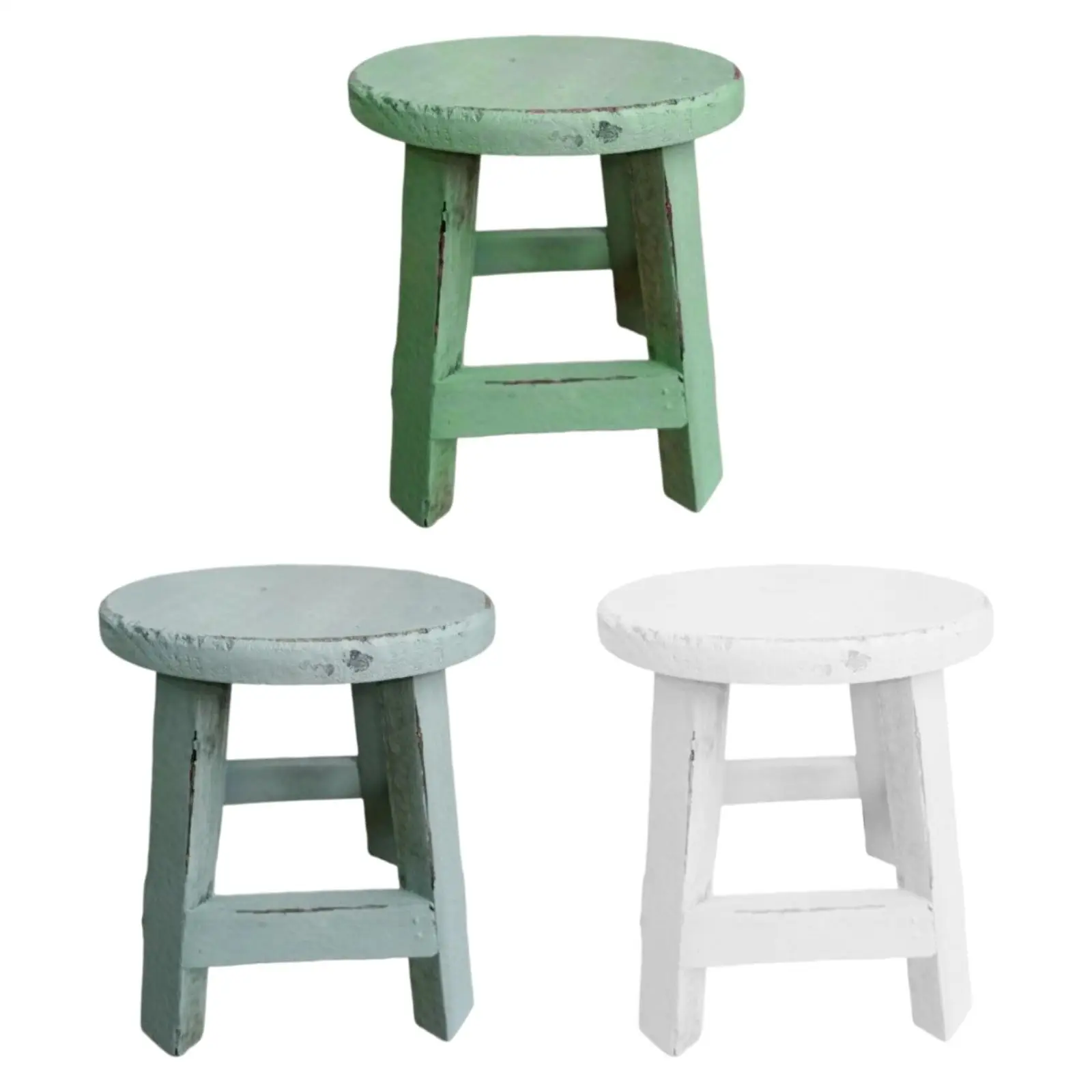 

Wooden Stool Plant Stand Round Small Flowerpot Rack for Table Desktop Office