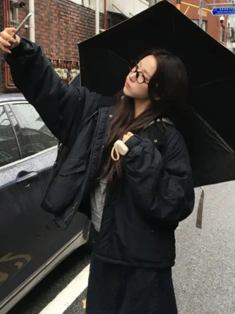 الرجعية Sle المرأة Fce اصطف Jaet فضفاضة الدافئة القطن معطف الوقوف طوق الداخلية ملء شتاء جديد وصول الشارع Sle #3