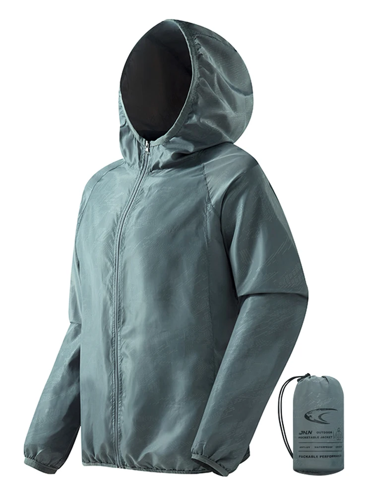 LNGXO Herren Damen wasserdichte Wanderjacke, schnell trocknend, Sonnenschutz, Windjacke, Camping, Jagd, Klettern, Outdoor, Regenmantel
