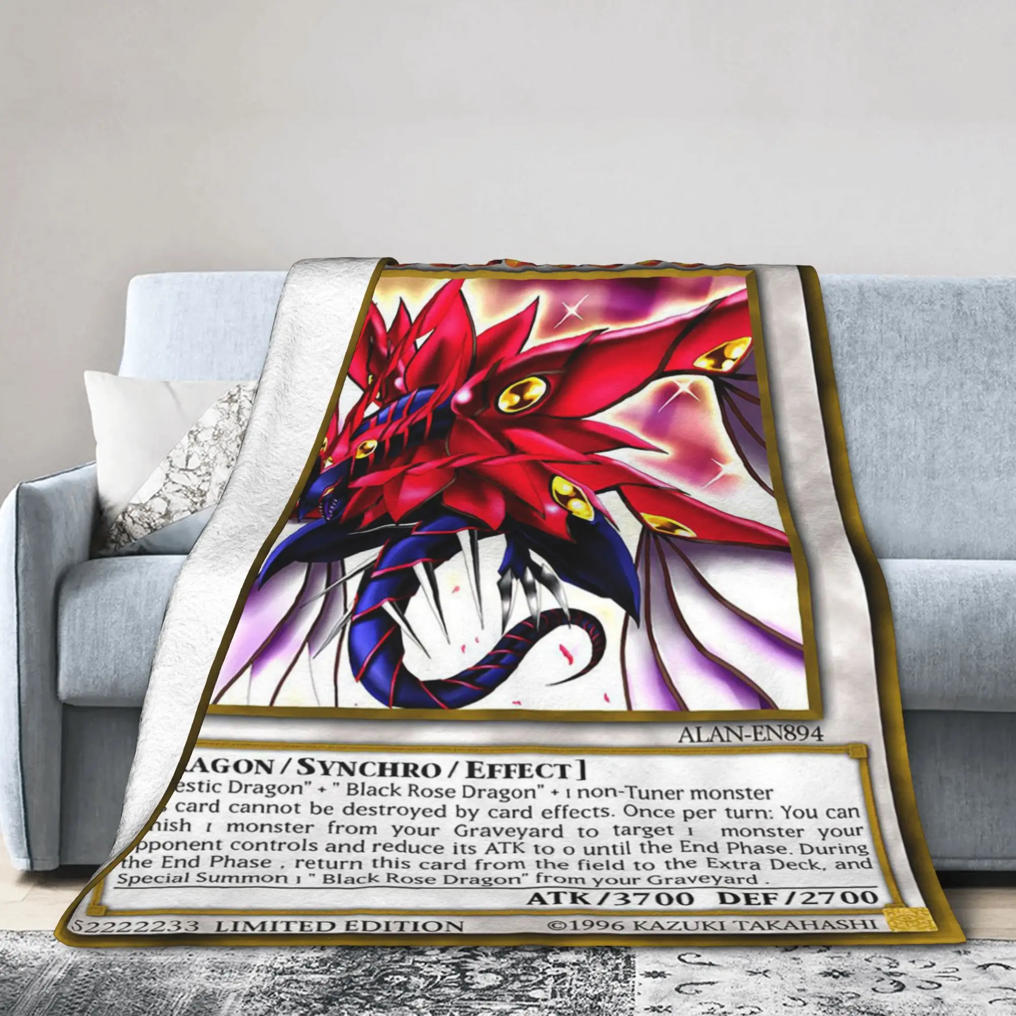Majestic Rose Dragon Knitted Blankets Yu-Gi-Oh Anime Throw Blankets Summer Air Conditioning Personalised Lightweight Bedspreads