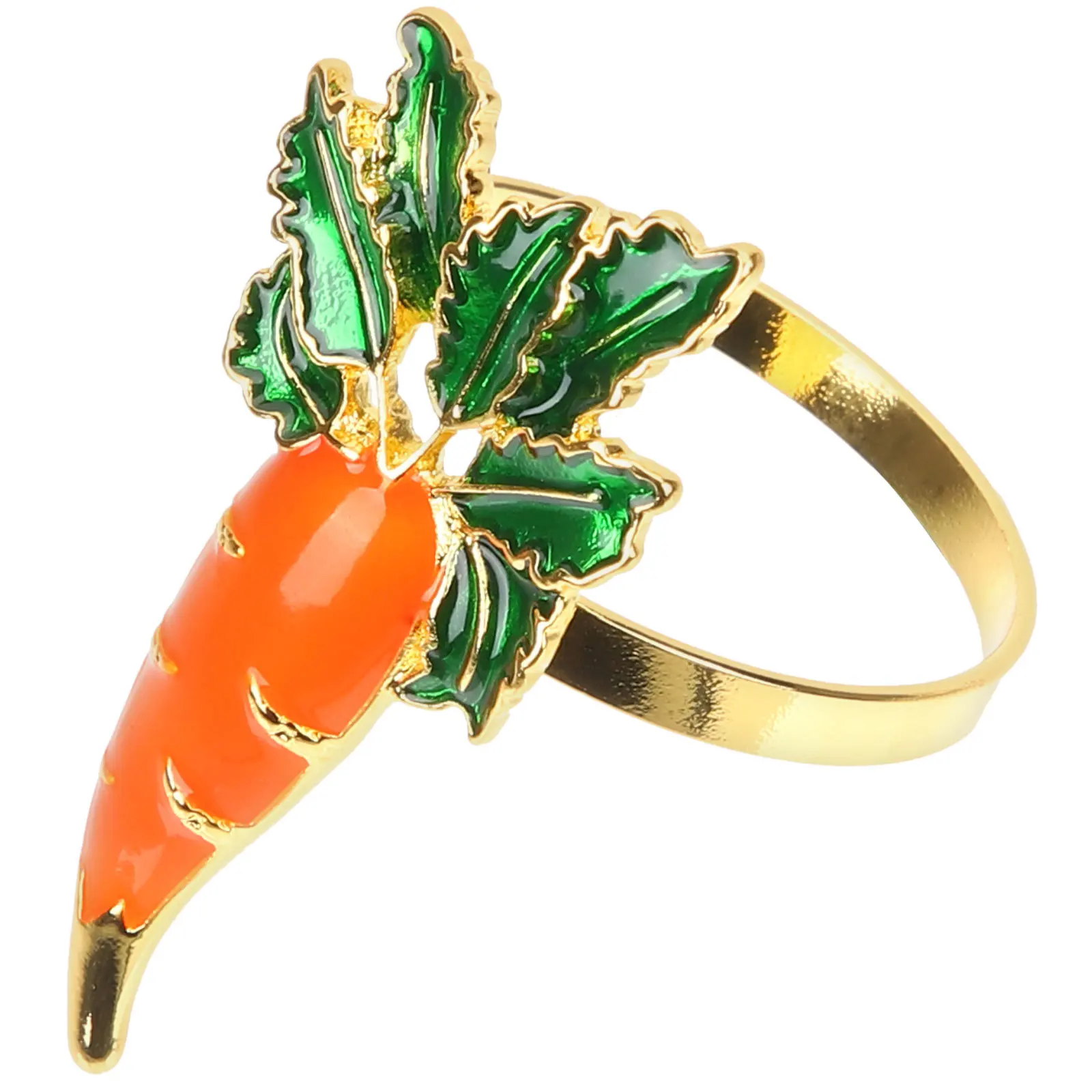 

4Pcs Easter Napkin Rings Creative Carrot Metal Decorative Napkin Buckles Party Festival Dinner Table Settings Banquet