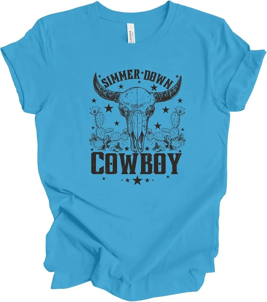 Simmer Down Cowboy  Unisex T-shirts for Men Women Summer Tees Cotton Luxury brand vintage oversized