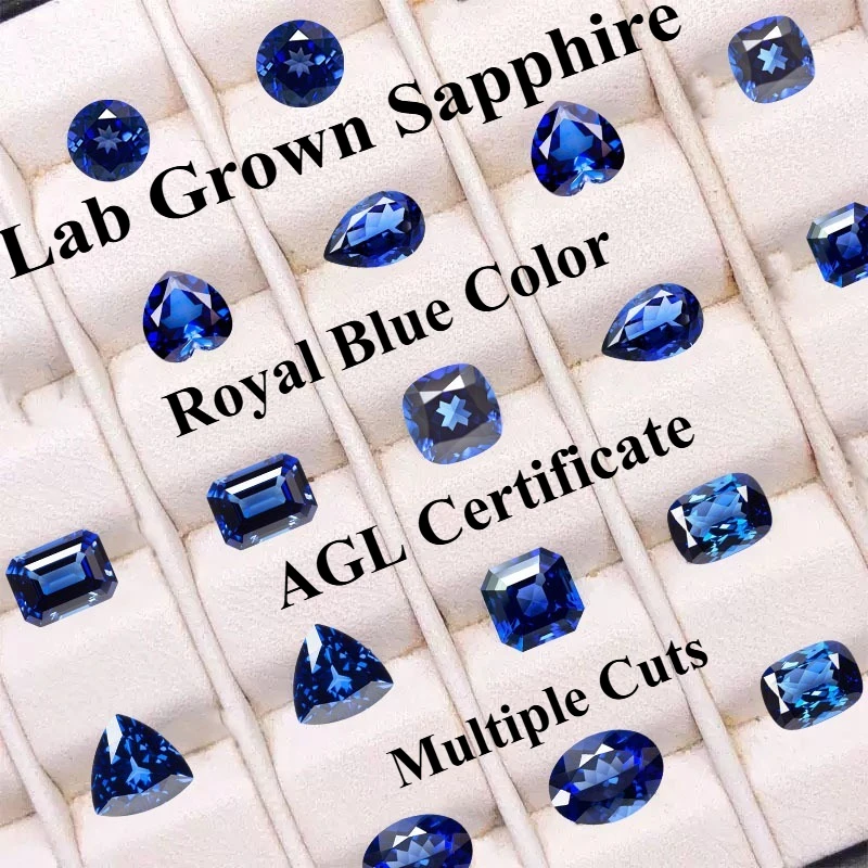 

Hot Sell Lab Grown Sapphire Royal Blue Color Selectable AGL Certificate Multiple Cuts Available Gems For Jewelry Setting Design