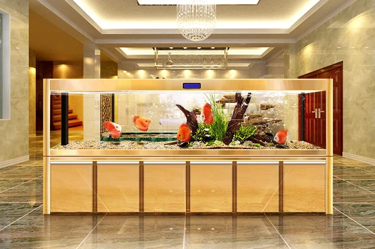 Large Ecological Fish Tank Aquarium Living Room Bottom Filter Change Water Super White Glass Dragon Fish Tank 1.5 M