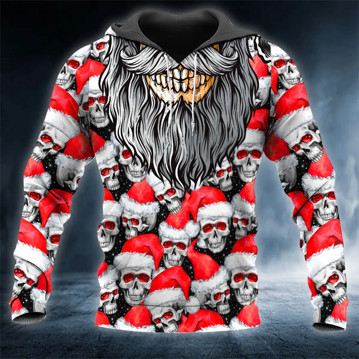 Men’s Hoodie 3D Printed Christmas Skull Graphic Personality Hoodie Pullover Tops Fashion Comfortable Cool Oversize Clothing Tops