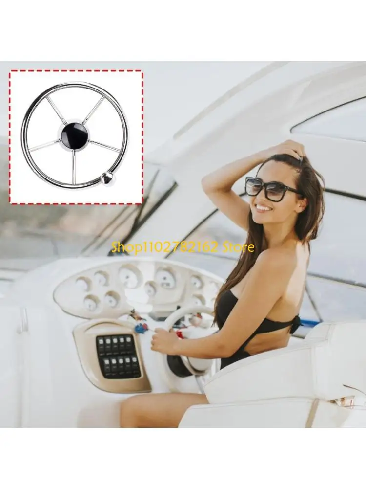 547B Polished Stainless Steel Boat Steering Wheel 13.5 Inch Suitable For Yachts Vessels Marine Helms Offering Aesthetic Appeal