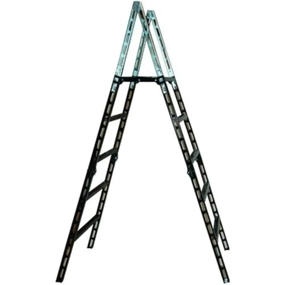 Folding Lightweight Ladder Portable Steel Top Platform Non-Slip Weather Resistant Easy Assembly Cross Barriers 56