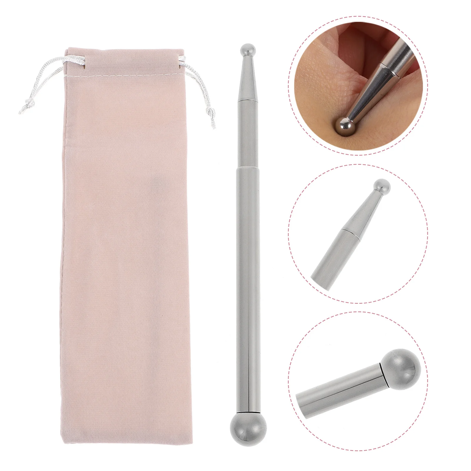 

1 комплект, палочка для акупунктурных точек для лица, большой маленький массажер для головы из нержавеющей стали для лица, шеи, спины, портативный портативный массажер для облегчения мышечного напряжения