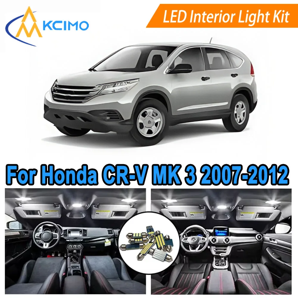 

Interior Lights Kit For Honda CR-V MK 3 (2007-2012) Map Light, Dome Light, Door Courtesy Lights White LED Bulbs Kit Replacement