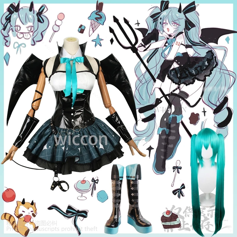 

Game Project Sekai Cos Mikuuu Anime Costume Little Raccoons Kawaii Dress Jirai Kei Girls Lolita Demon Wing Tail Customized New