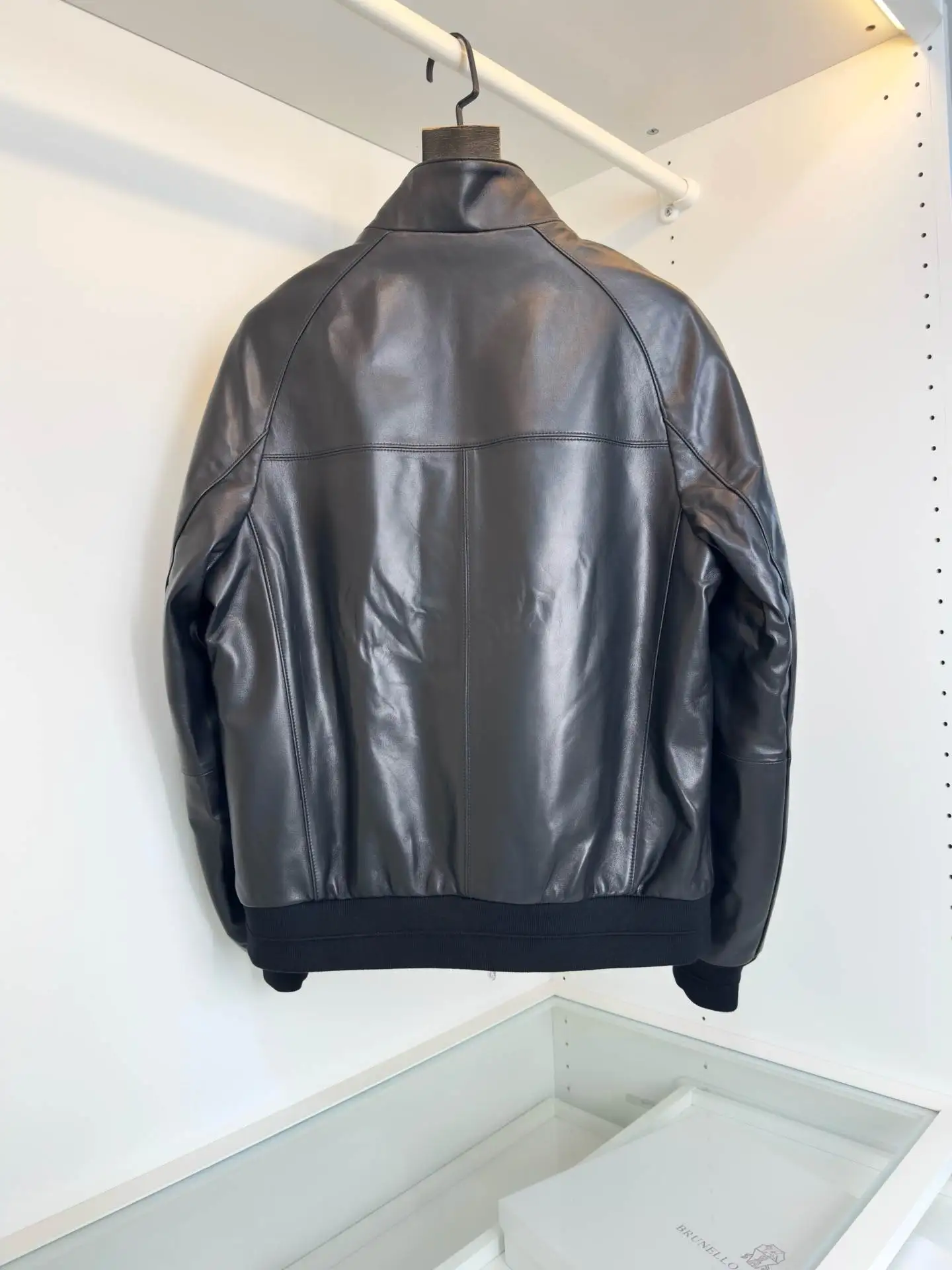 Nieuw klassiek lamsleren herenjack, raglanmouwen met opstaande kraag, veelzijdige casual bovenkleding