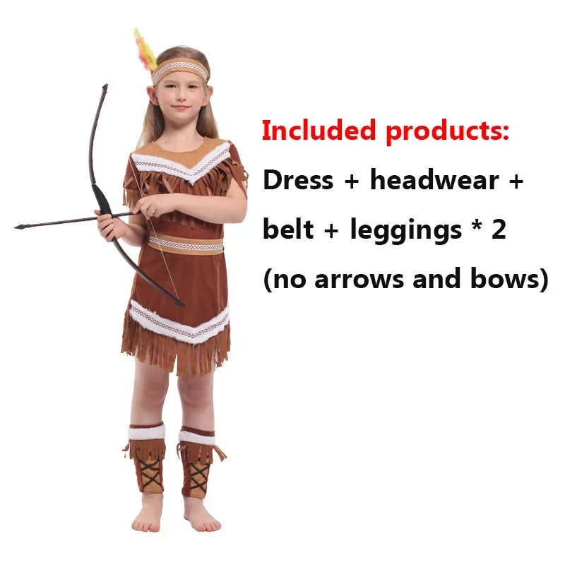 Halloween Kids Party Stage Pretty Indian Princess Performance Costume Girls Bueaty Princess Pocahontas Indian Cosplay Costume