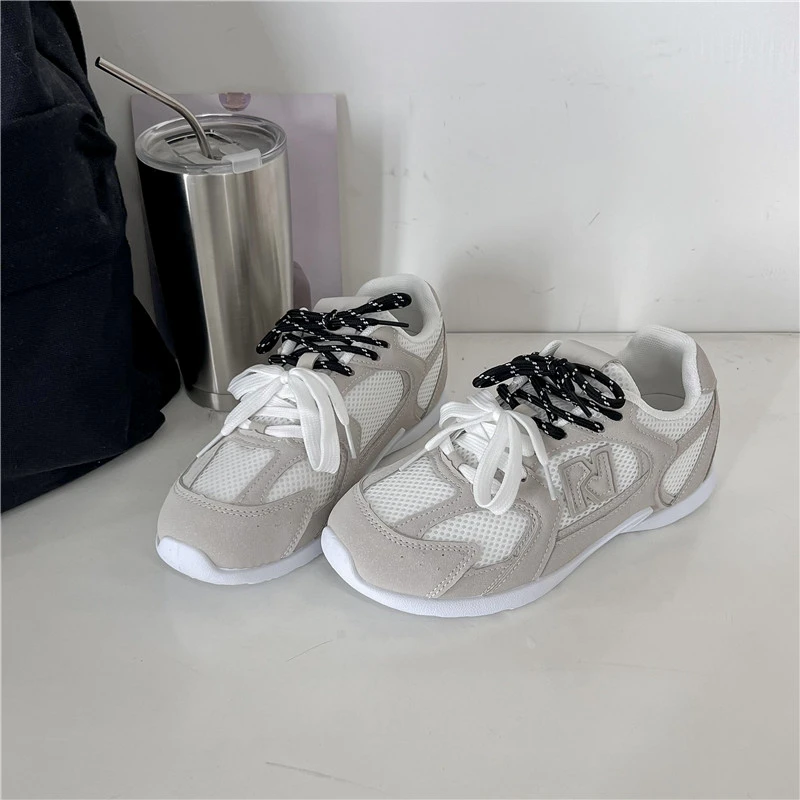 2024 Track Trainers Shoes Lace Up Cozy New Women Vulcanize Footwear Vintage Mixed Colors Ladies Casual Sneakers Spring Autumn