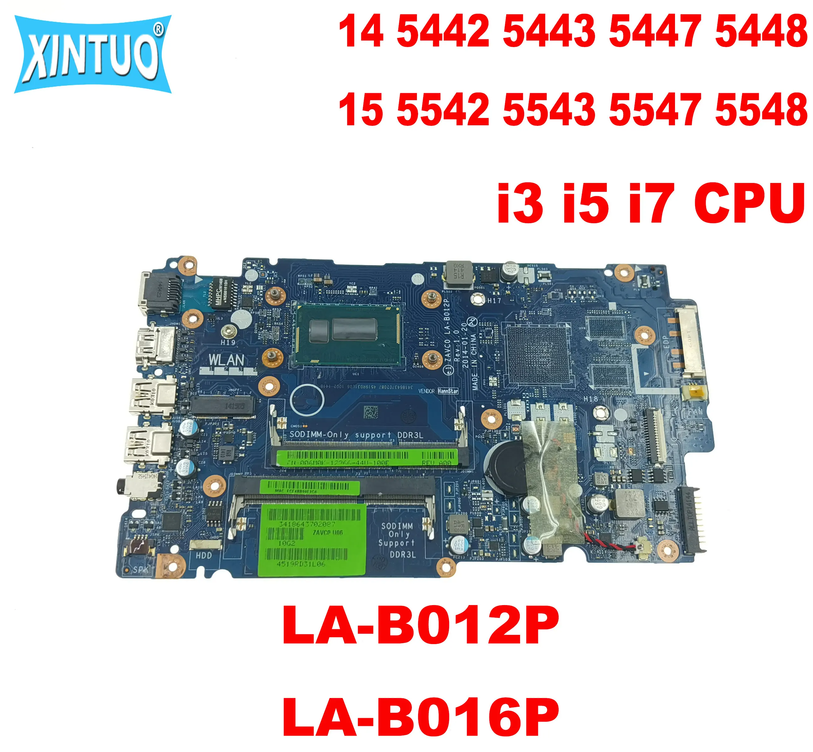 LA-B012P LA-B016P for DELL Inspiron 14 5442 5443 5447 5448 15 5542 5543 5547 5548 Laptop Motherboard i3 i5 i7 CPU DDR3 100% Test