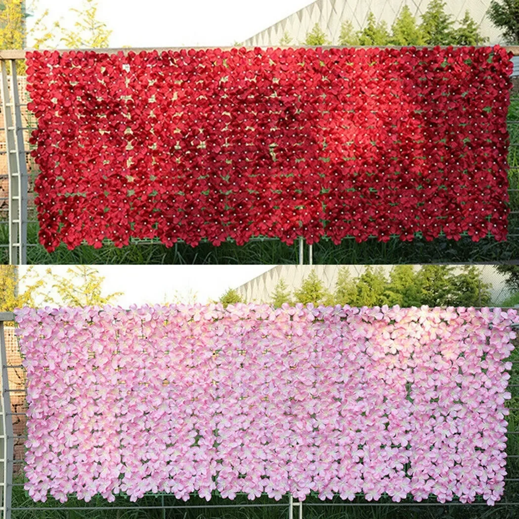 Artificial Cherry Flower Wall Panel Background Garden Fence Vine Privacy Fence Wall Hedge Floral Background Hedge Home Yard Deco