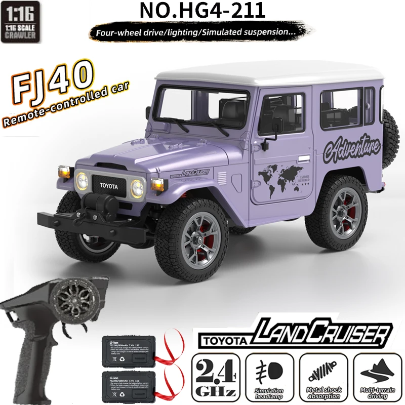 

Масштаб 1:16 Hengguan HG4-211 Toyota FJ40 2,4G 4WD, имитационная модель автомобиля, металлический амортизатор, внедорожный альпинистский автомобиль с дистанционным управлением