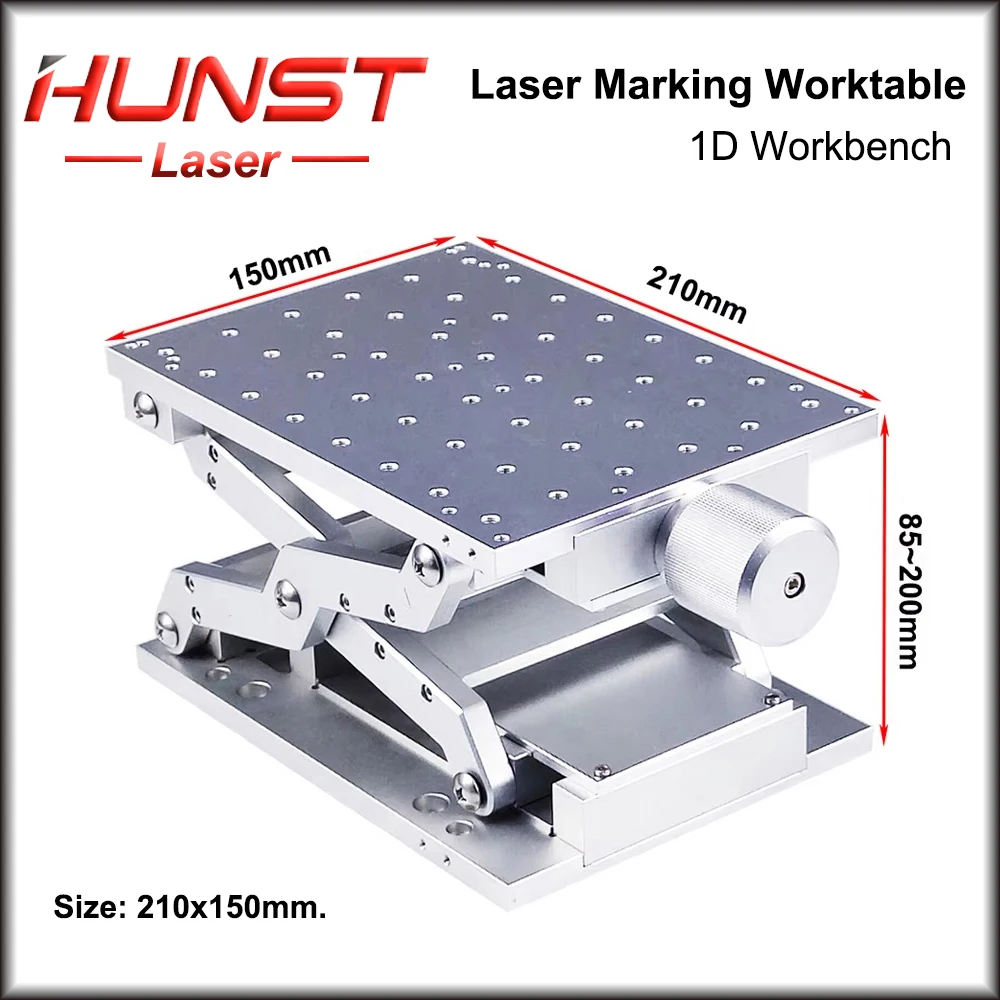 HUNST 1D Moving Worktable 210x150x75mm Table Portable Cabinet Case for Laser Marking Machine Manual Lift Platform