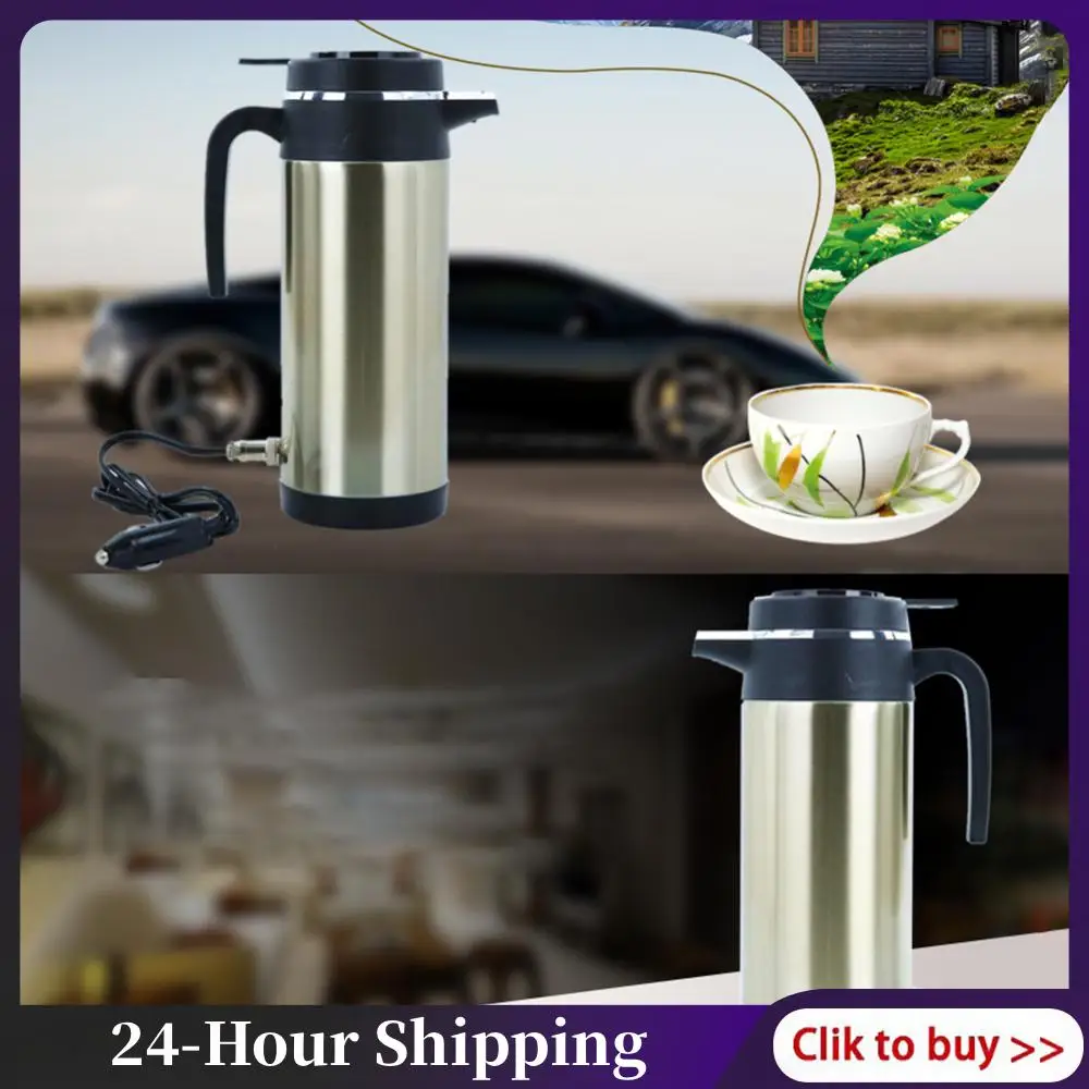 Hervidor de agua portátil para coche de 1200 ML, diseño a prueba de fugas, hervidor de acero inoxidable de 12/24 V, ebullición rápida para café, té y bebidas