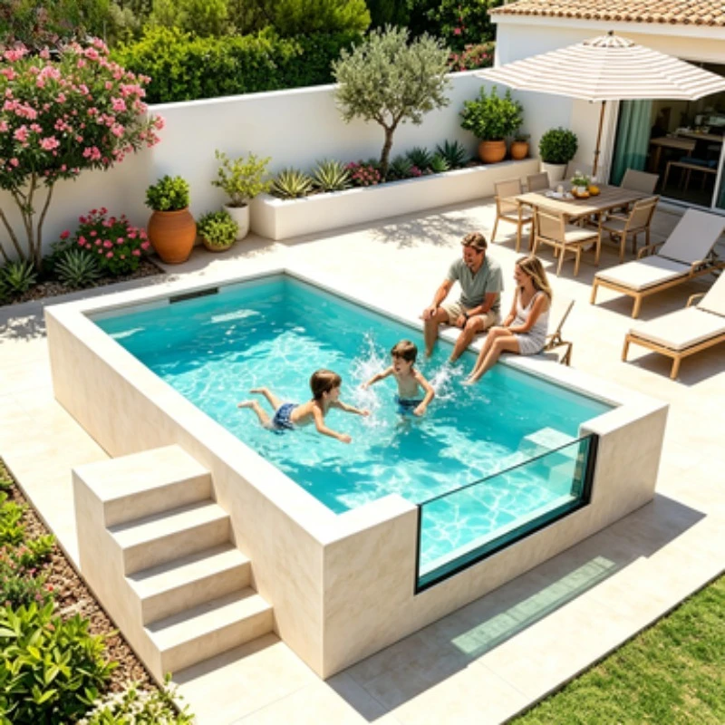 Wholesale Shipping Large Prefab Container Swimming Pool 20ft 40 Feet Home Family Small Size Fiberglass Outdoor Swimming Pool