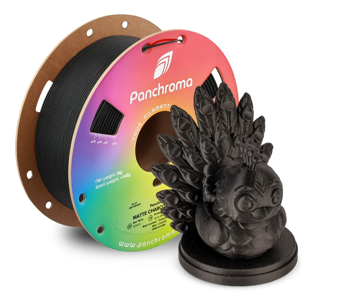 

PLA Filament, Charcoal Black 1.75mm 1kg 3D Printing Filament, Formerly Polyterra Matte, Fits Most FDM 3D Printers, 1kg Spool