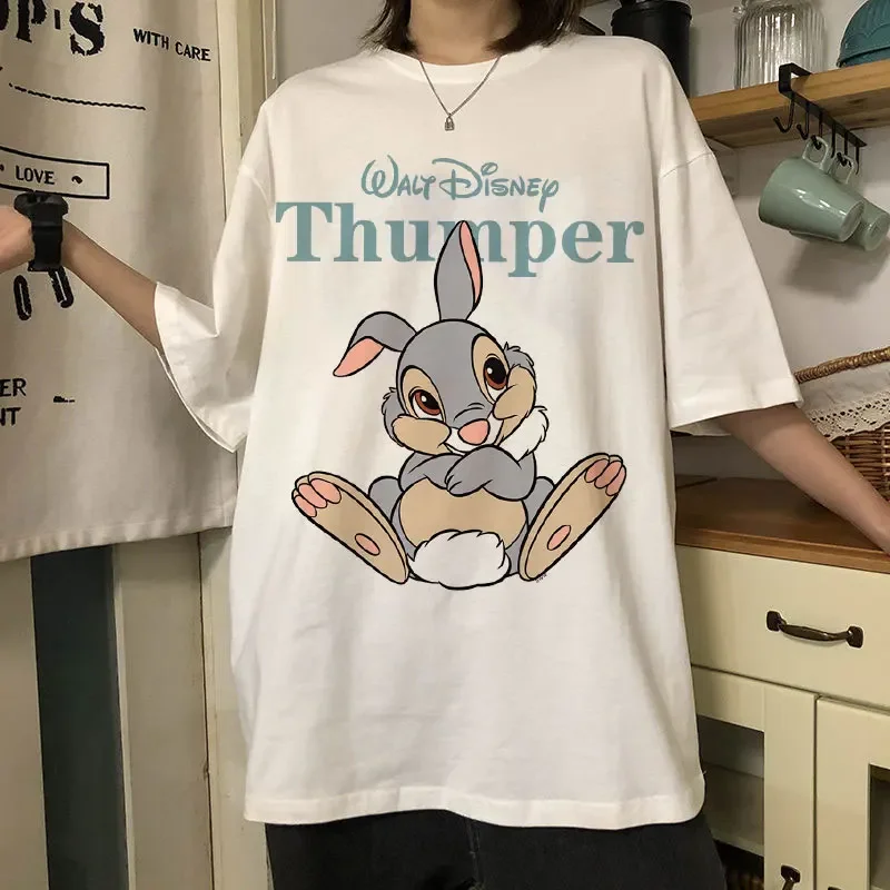 T-shirt à manches courtes pour femmes, estival et à la mode, Kawaii, dessin animé imprimé Disney, Bambi, y2k