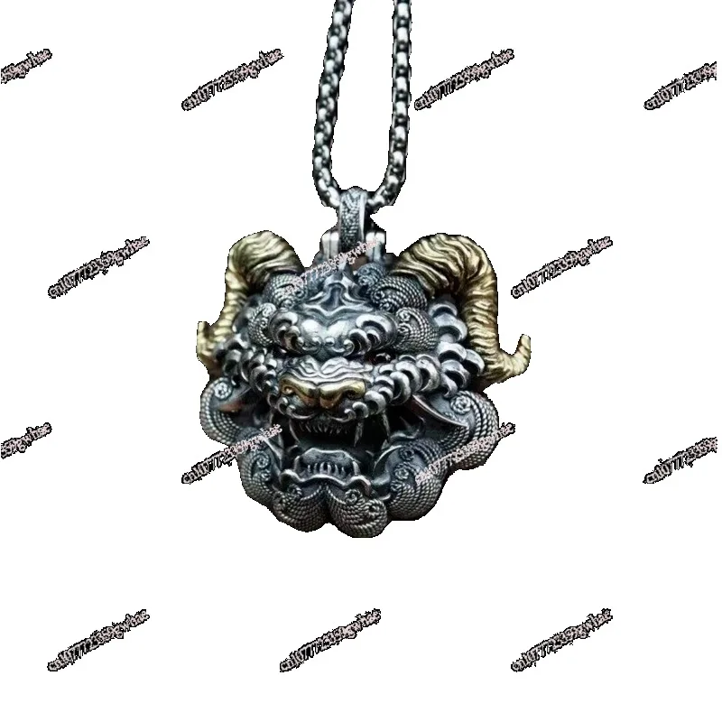 

Chinese style auspicious Taotie can open pendant necklace