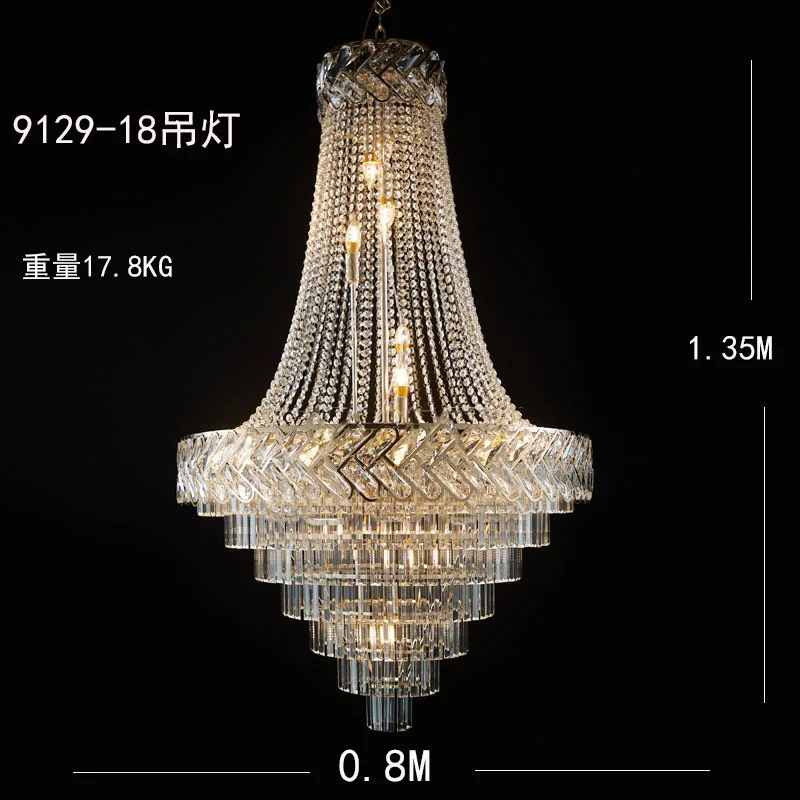 New wedding hall crystal chandelier electroplated wrought iron ceiling decorative light stage acrylic crystal chain decorative