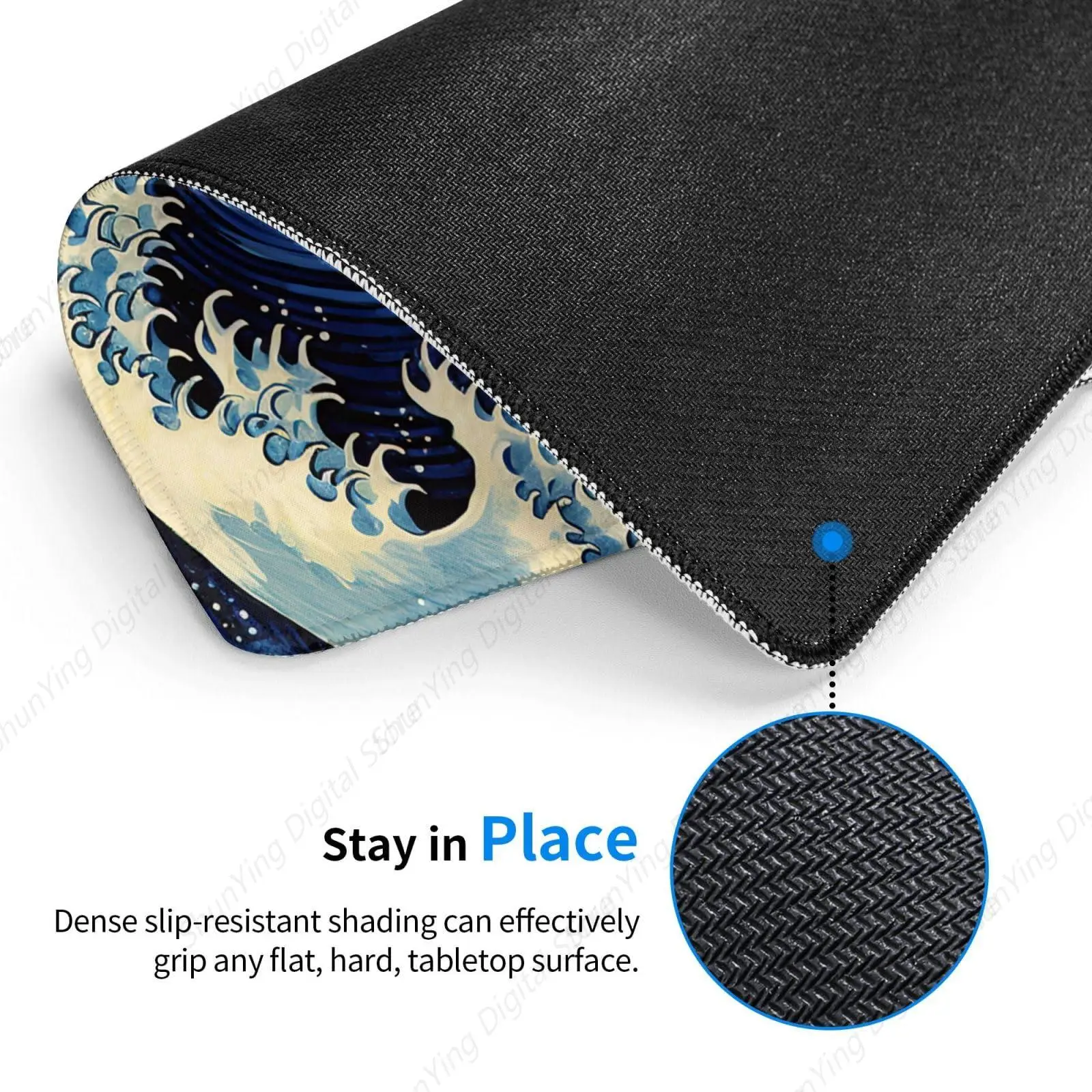 Blue Wave Mouse Pad Anti Slip Rubber Gaming Mouse Pad Suitable For Office Mouse Pads On Laptops 18*22cm