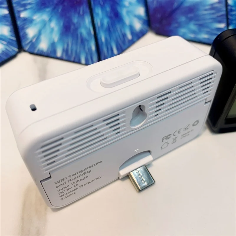 ABGR-Tuya Smart Wi-Fi Датчик температуры и влажности Беспроводной термометр-гигрометр с ЖК-дисплеем Домашняя сигнализация с дистанционным управлением-B Durab