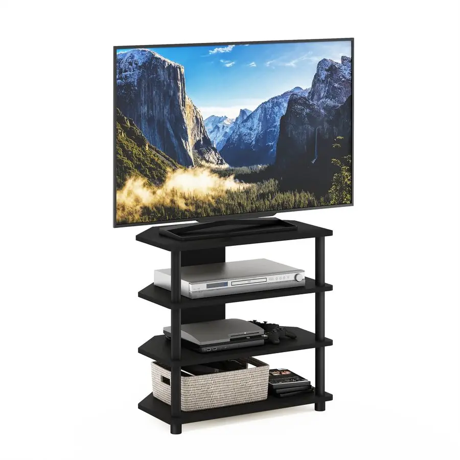 

TurnNTube Easy Assembly 4Tier Petite Entertainment Center TV Stand TV Unit TV Desk, Blackwood