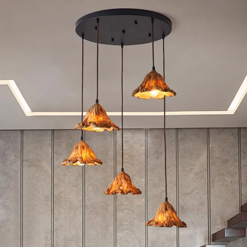 Vintage Lotus Leaf Pendant, Personalized Wabi Sabi Style Bar Restaurant Restaurant Homestay Tea Room