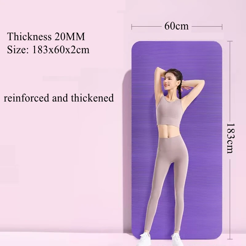 

183x60x2cm Gym Mat for Pilates Fitness Training Sport Mat Yoga Pilates Solid Color Yoga Mat Gym Training Gym Shock Absorption