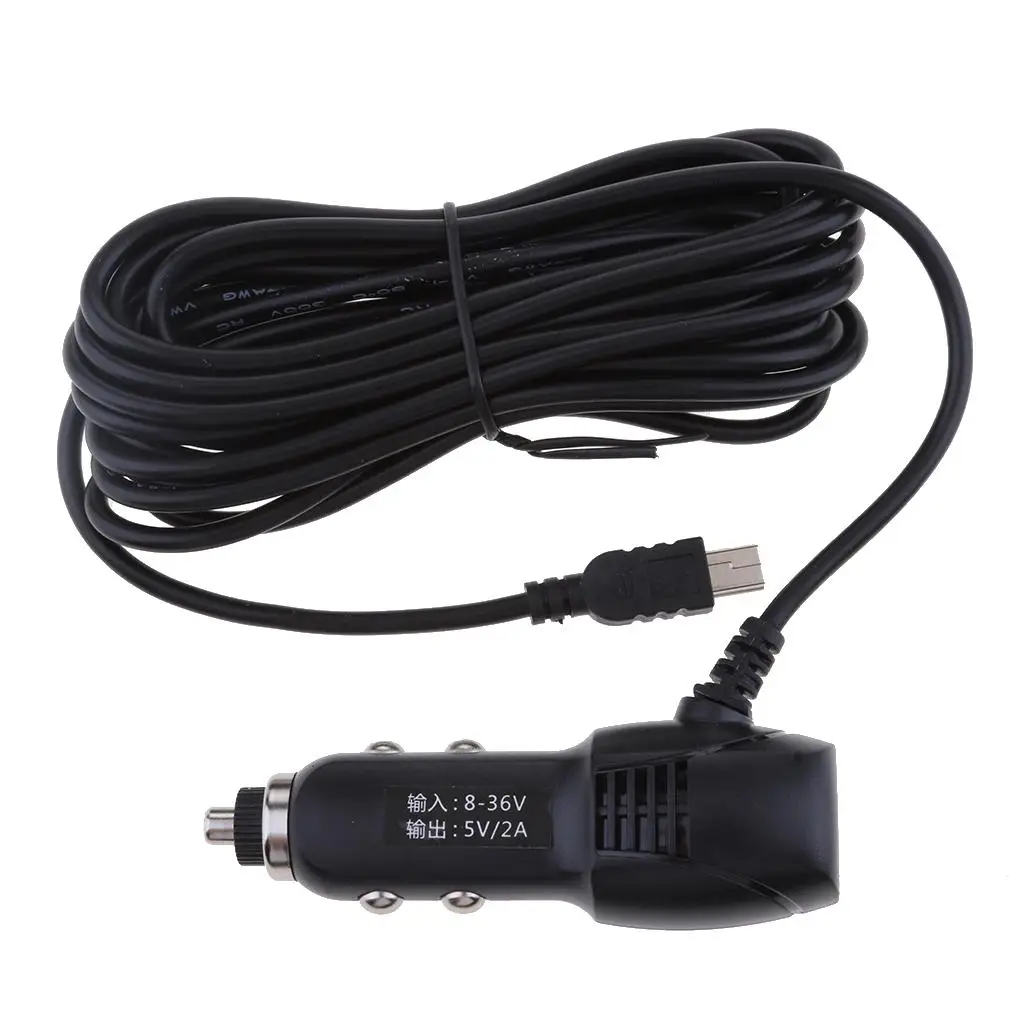 Adaptador de cargador DVR para coche Mini USB de 5V 2A de 3,5 m para varios navegadores GPS SAT