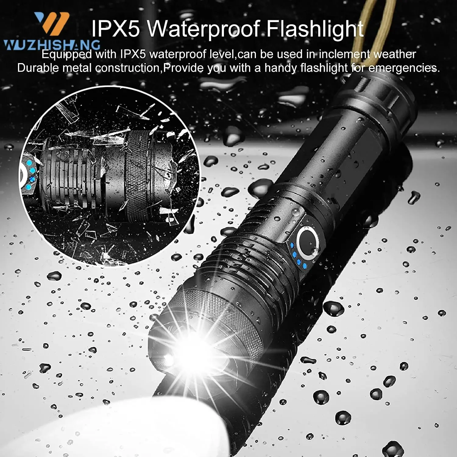 High Power XHP70 Rechargeable Led Flashlight 4 Core Torch Zoom Usb Hand Lantern For Camping, Outdoor & Emergency Use