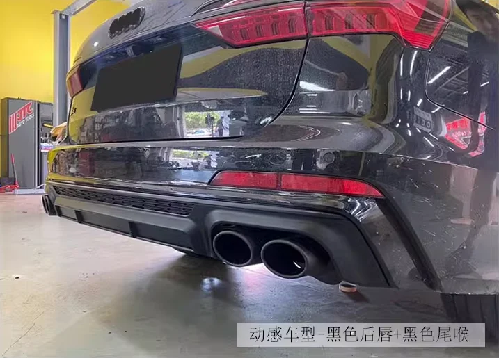 ABS REAR BUMPER TRUNK LIP SPOILER DIFFUSER with Exhaust Tips For Audi A6 S6 SLINE C8 2019 2020 2021