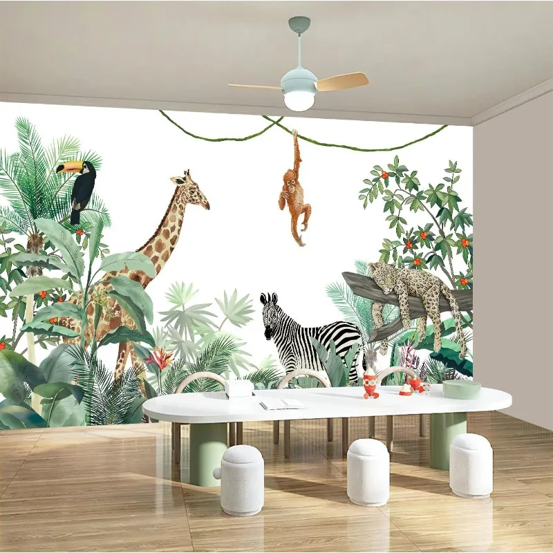 Wallpaper Tropical Jungle Botanical Leaf Wall Mural for Nursery Boys Bedroom Girls Bedroom Playroom (Not Peel and Stick)