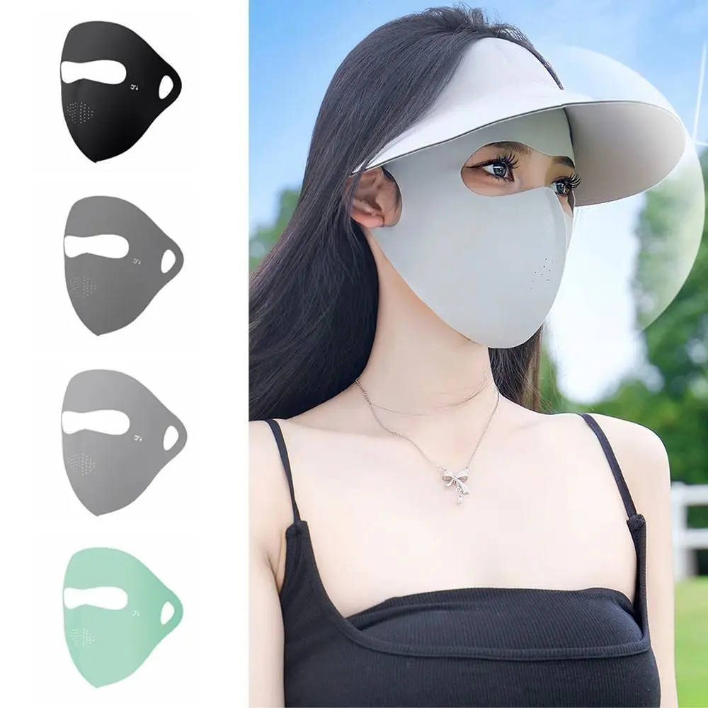 Lightweight Full-Face UV Face Mask Reusable Nylon Sunscreen Veil Thin Cover Washable Ice Silk Sunscreen Mask Cycling Equipment