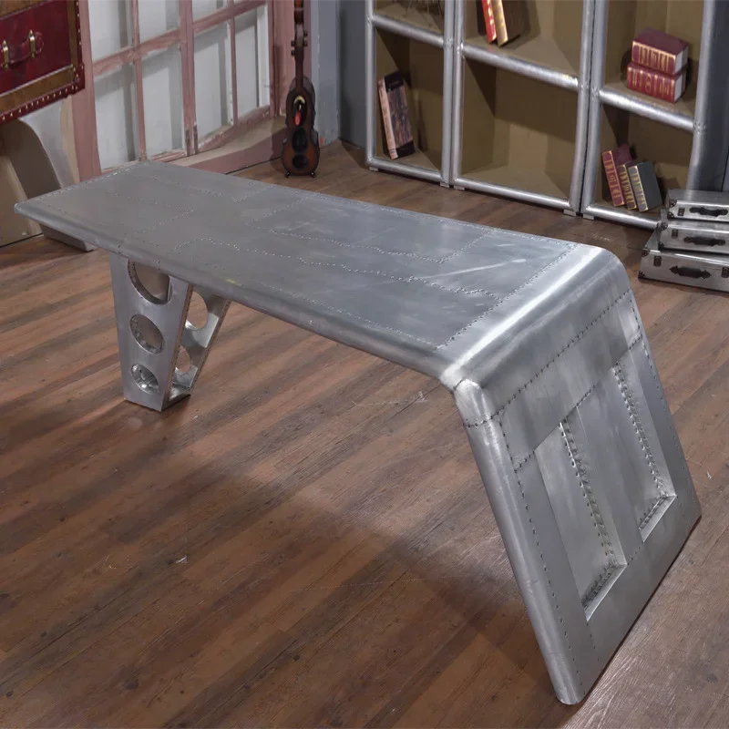 

'Aircraft wing design aluminum executive vintage industry aviation bespoke aviator wing office furniture side office table