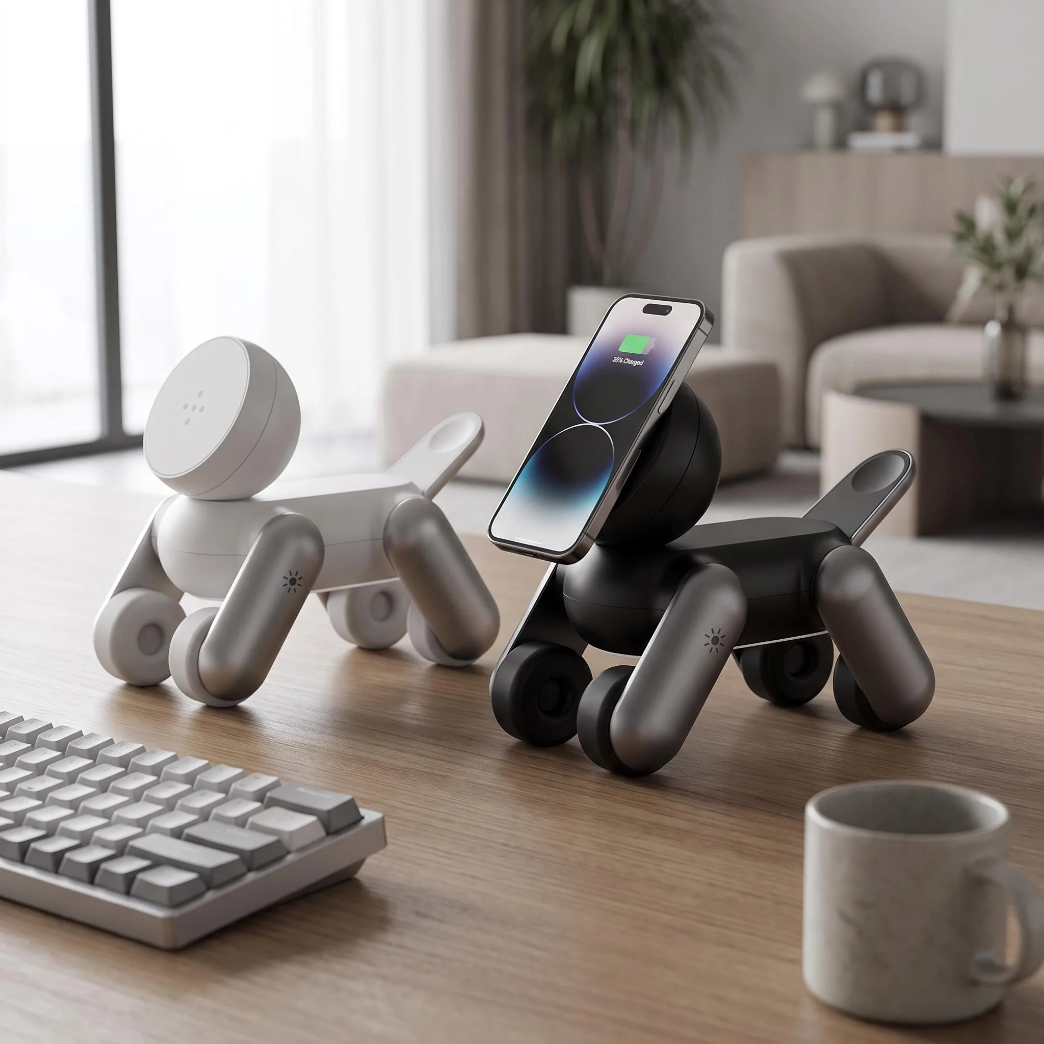 2026 New Robot Dog Shape Desktop Magnetic 3 in 1 Wireless Charger, Fast Charging Station for iPhone Airpods Apple Watch