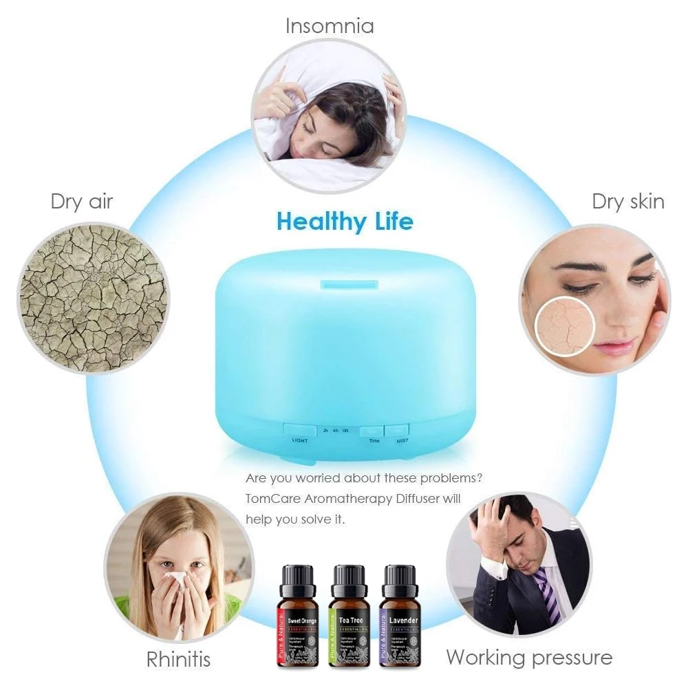 300ML Essential Oil Diffuser Humidifiers Ultrasonic Aromatherapy Diffusers with 3 oils