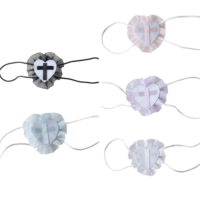 

Crucifix-Embroidery Single Eye Mask Blindfold Head Wear Lolita-Cross Eye Mask