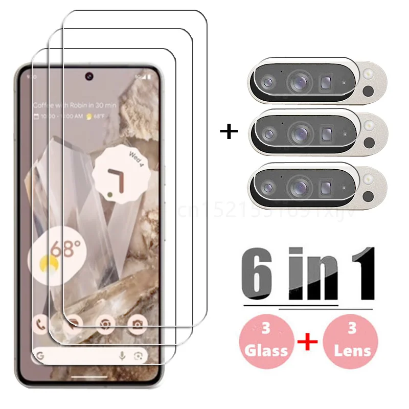 

6in1 For Google Pixel 9 Pro Screen Glass Pixel 9 Pro XL Tempered Glass Screen Protector Protective Phone Lens Film Pixel 9 Pro