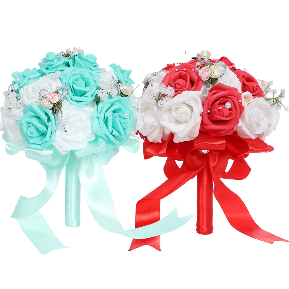 

Artificial Wedding Bouquet Lifelike PE Material Mini Purple Bridal Shower Decor Bride Arrangement