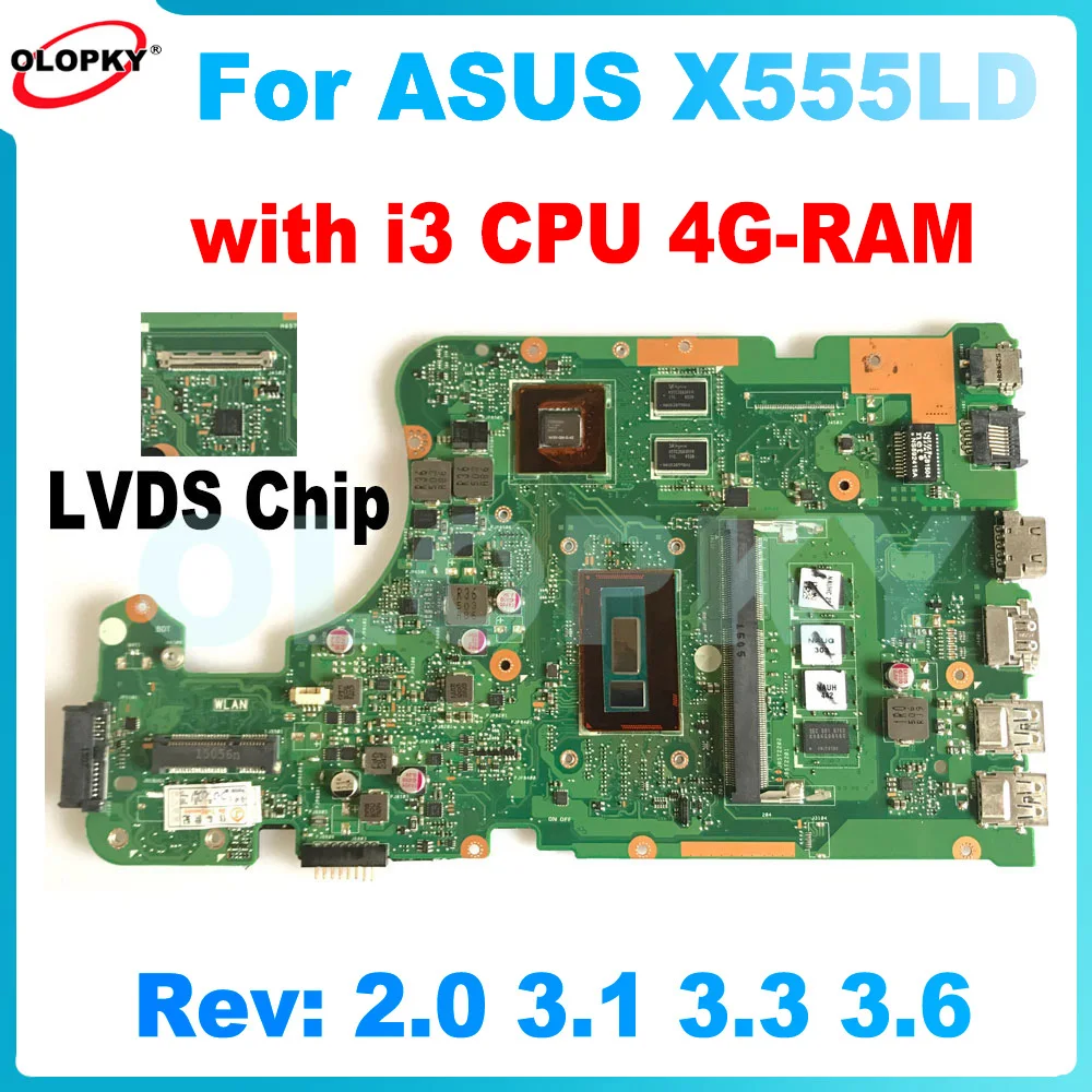 

X555LD Motherboard for ASUS X555LF X555LP X555LN X555LB X555LI X555LJ X555LDB Laptop Motherboard with i3-4th Gen CPU 100% tested
