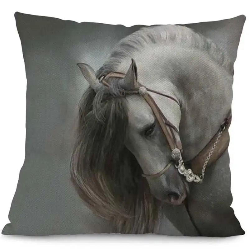 Printing Running Horse Cushion Cover Wild Animals Pillowcase Office Chair Waist Home Decor
