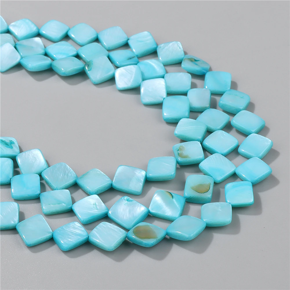 Natural Colorful Mother of Pearl Beads Rhombic Dyed Shell Charm Bead Smooth Loose Spacer Shell Beads for DIY Jewelry Making 15\'\'
