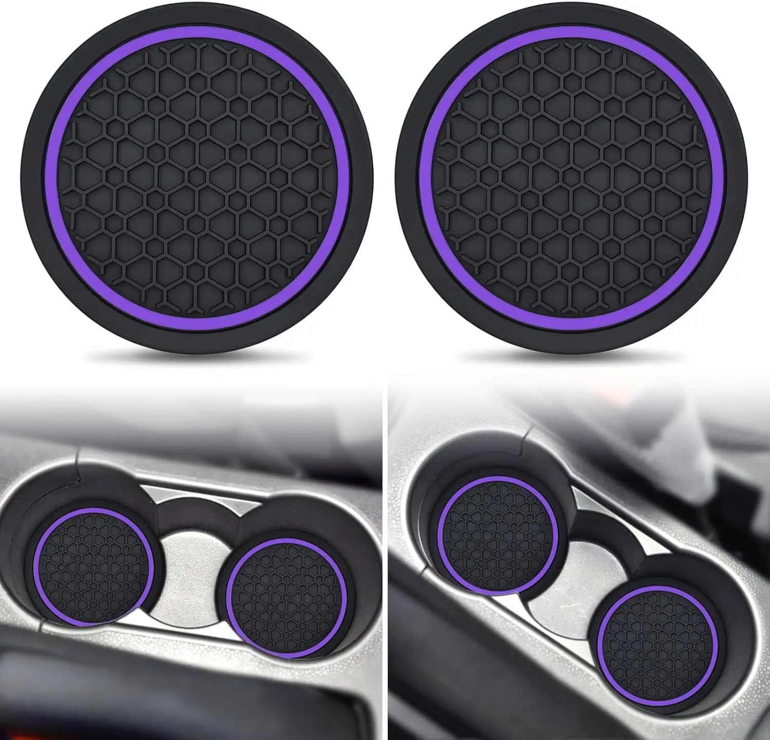 

Car Cup Coasters, 2 Pack 2.77 Inch Universal Auto Cup Holder Insert Coasters, Non-Slip Anti Dust Mats Suitable for Most Car Inte