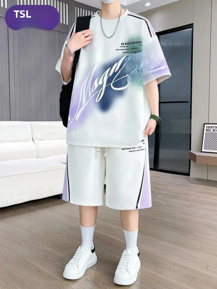 desso-men's-casual-sport-t-shirt-set-short-sleeve-five-shorts-polyester-fiber-youth-summer-fashionable-two-piece-suit
