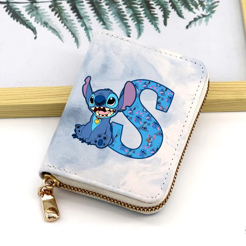 جديد غرزة ديزني المحافظ الكرتون رسالة A-Z المطبوعة محافظ الكرتون محفظة للعملة حقائب النساء بنين بنات أنيمي مفتاح حقيبة التخزين #6